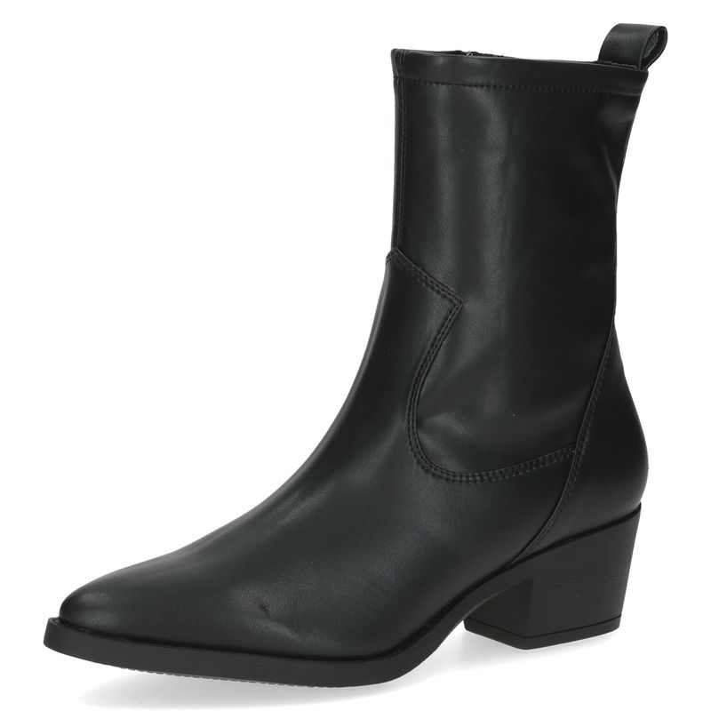 Stivaletti Donna Texani Vegan Neri, Tacco Medio 5 cm, CAPRICE - 25317