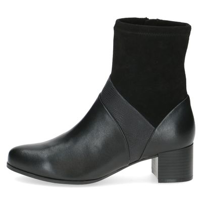 Stivaletti Donna in Pelle Nero con Gambale Elasticizzato, Tacco Medio 5 cm, Plantare Estraibile, CAPRICE - 25319
