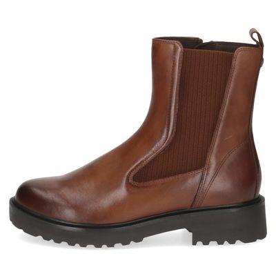 Stivaletti Donna in Pelle Marrone Cuoio, Plantare Riscaldante, Tacco Basso, CAPRICE - 25426
