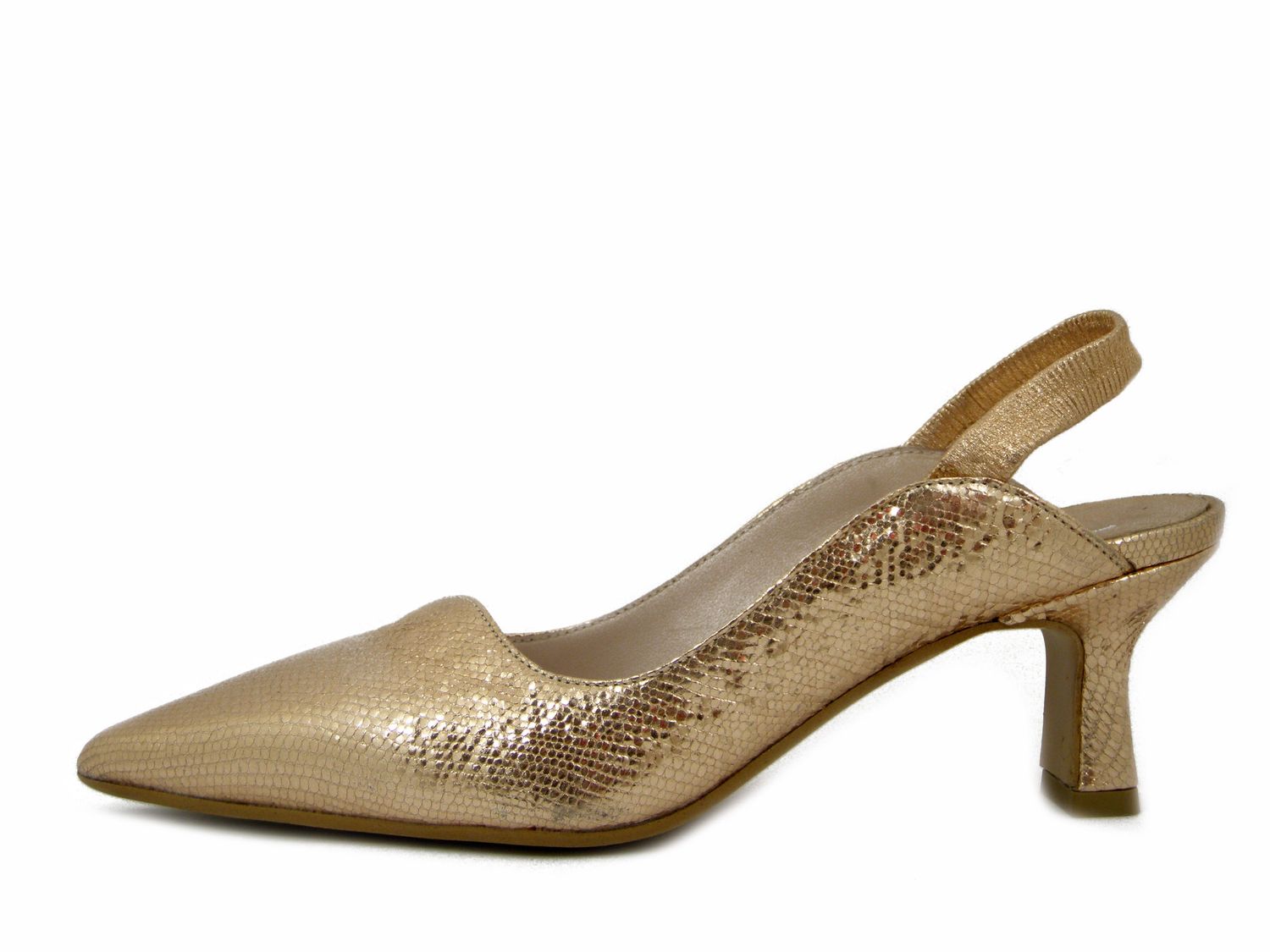 DecolletÃ¨ Sling Back in Pelle Rosa Rame, Tacco Medio 5,5 cm - 18T