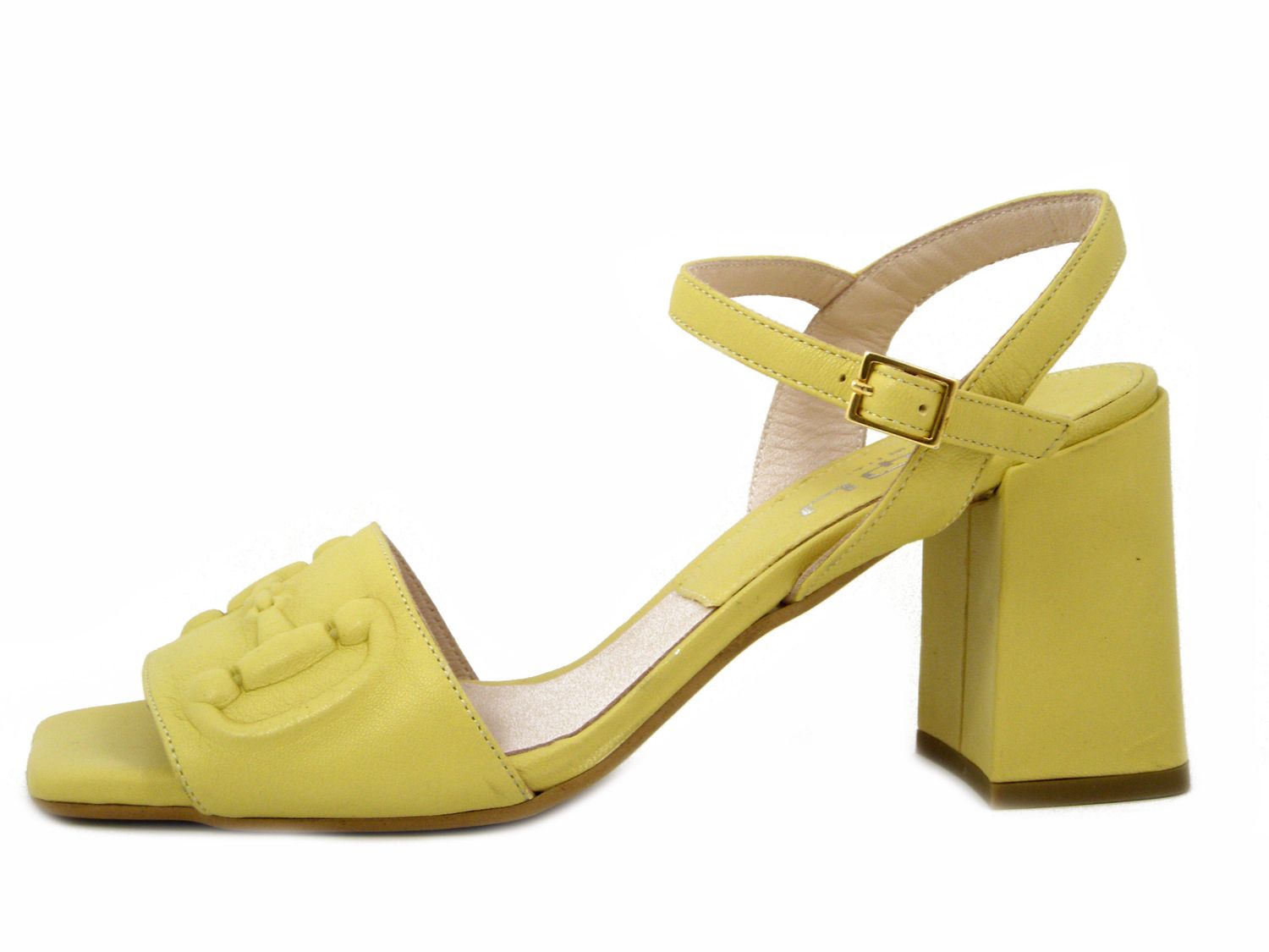 Sandali Donna in Pelle Nappa Giallo, Tacco Alto 7,5 cm - 20T