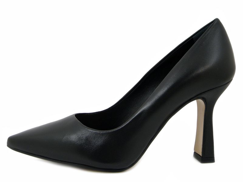 Decollete in Pelle Nappa Nero, Tacco Alto 9 cm, Made in Italy, Osvaldo Pericoli - 9519