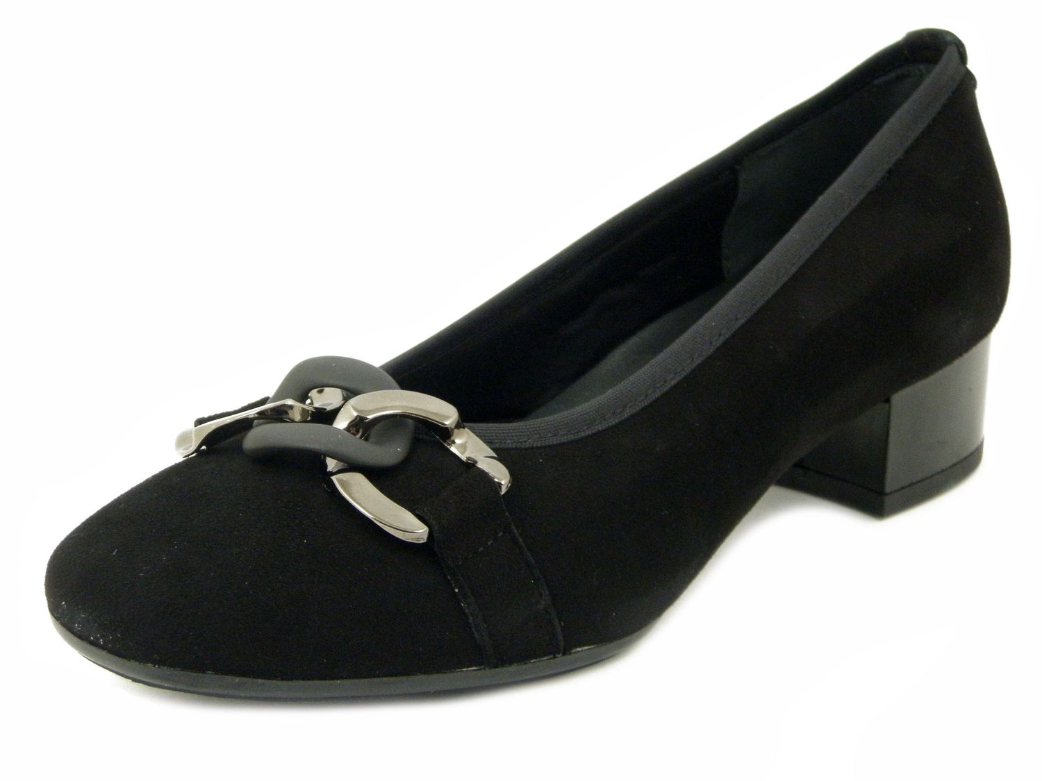 Decollete in Pelle Camoscio Nero, Tacco Basso 3 cm, Pianta Comoda, Made in Italy, Osvaldo Pericoli - I4C35A2
