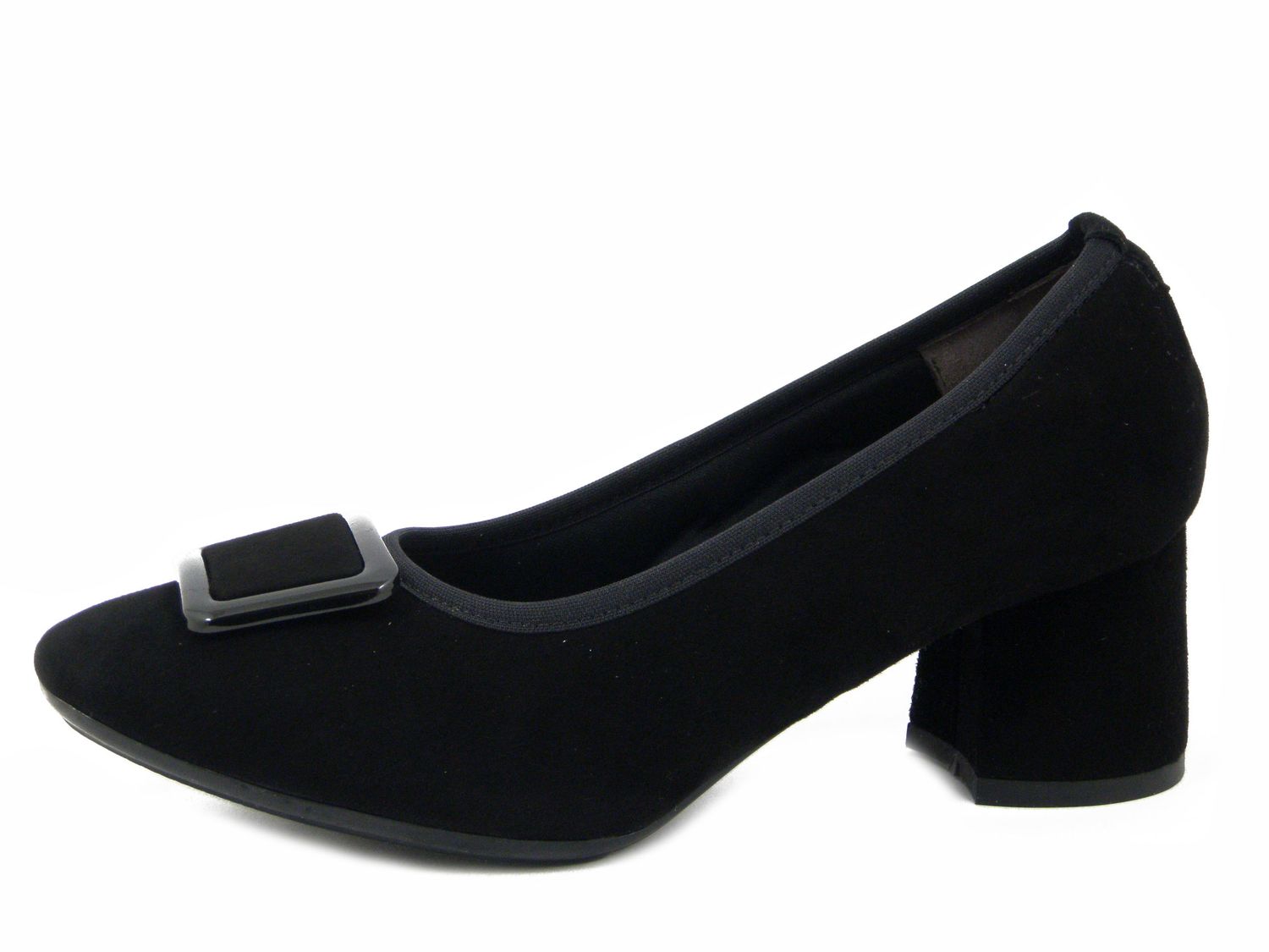 Decollete in Pelle Camoscio Nero, Tacco Medio 5 cm, Pianta Comoda, Made in Italy, Osvaldo Pericoli - I4CR50