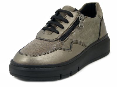 Sneakers Donna in Pelle Marrone Bronzo con Cerniera, Plantare Estraibile, Pianta Comoda, STILEDIVITA - 9137