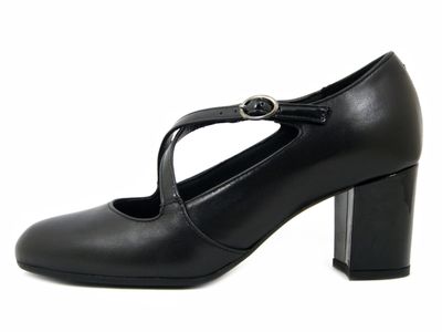 DecolletÃ© Mary Jane in Pelle Nappa Nero, Tacco Medio 6 cm, Osvaldo Pericoli - 1505