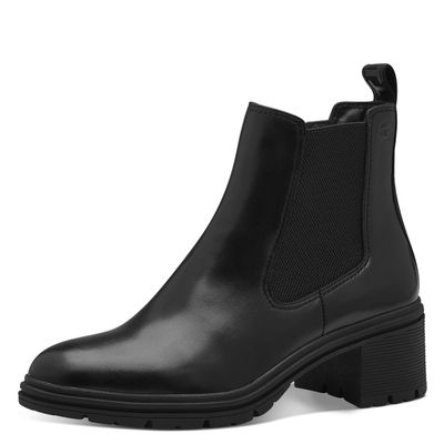 Stivaletti Beatles Donna in Pelle Nero, Tacco Medio Basso, Tamaris - 25456