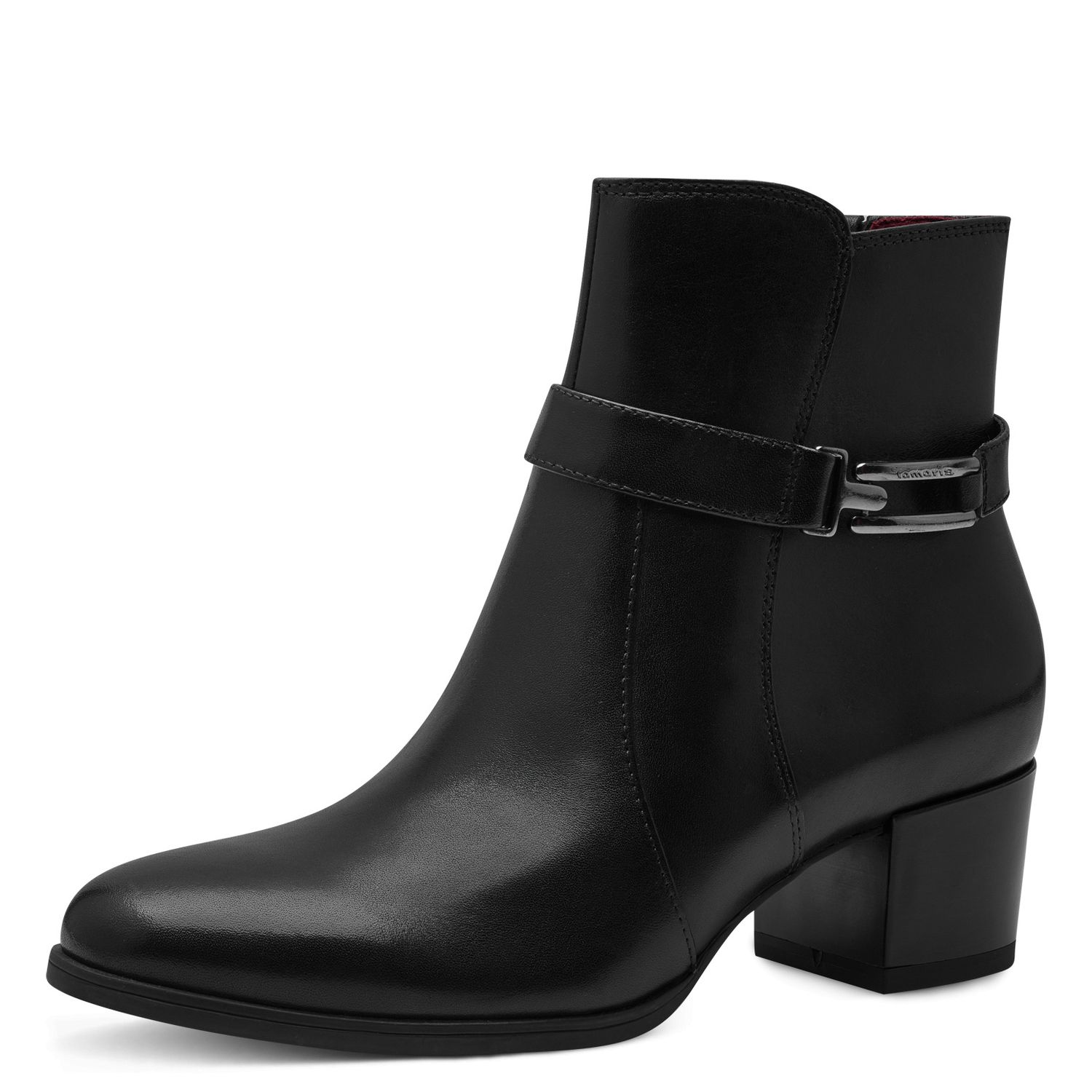 Stivaletti Tronchetti Donna in Pelle Nero, Tacco Medio 5 cm, Tamaris - 25375