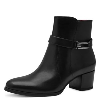 Stivaletti Tronchetti Donna in Pelle Nero, Tacco Medio 5 cm, Tamaris - 25375