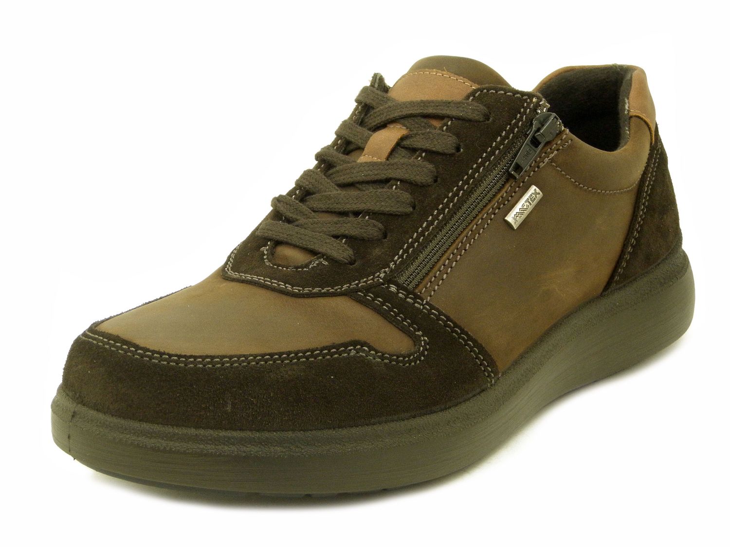 Sneakers Uomo Invernale in Pelle Marrone con Cerniera, Pianta Larga, IMAC - 651988