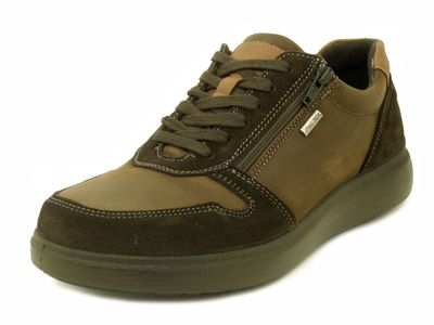 Sneakers Uomo Invernale in Pelle Marrone con Cerniera, Pianta Larga, IMAC - 651988