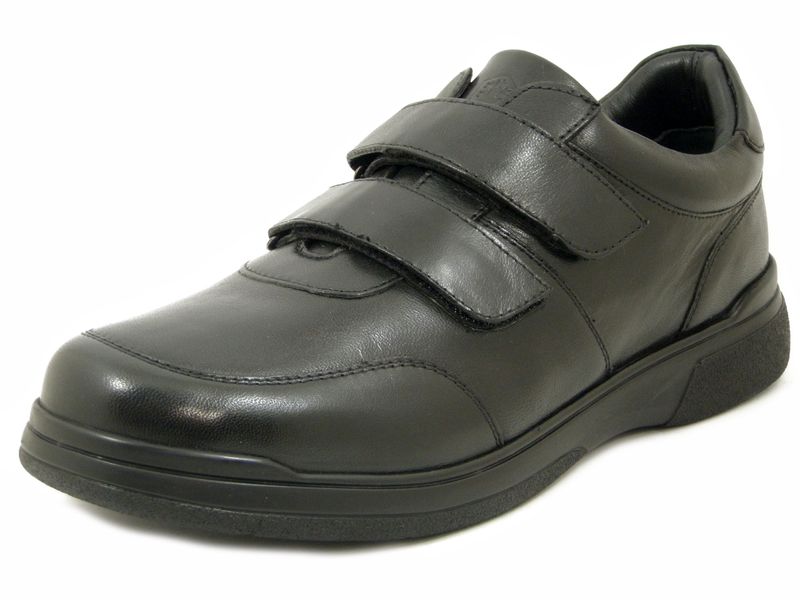 Scarpe Uomo in Pelle Nero con Doppio Strap, Plantare Estraibile, Lumberjack - 3904