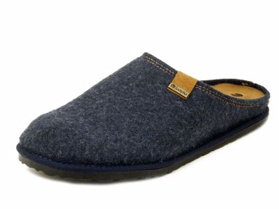 Pantofole Uomo in Tessuto Blu, Plantare in Pelle Estraibile, Inblu - S101