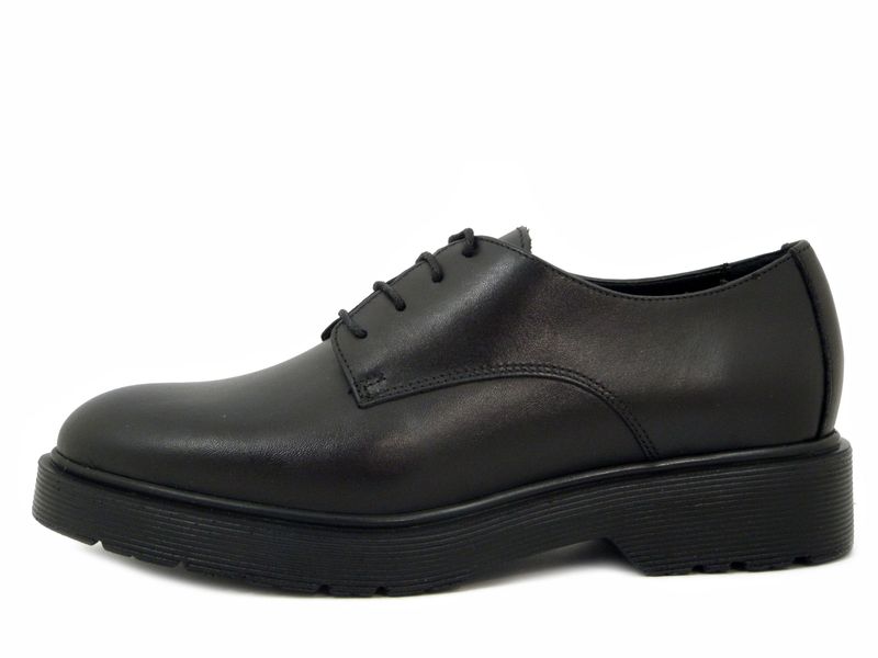Francesine Donna Derby in Pelle Nero, Tacco Basso, CINZIA SOFT - 25904
