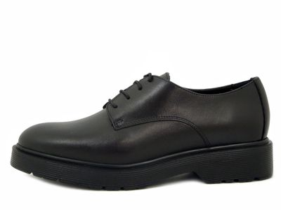 Francesine Donna Derby in Pelle Nero, Tacco Basso, CINZIA SOFT - 25904