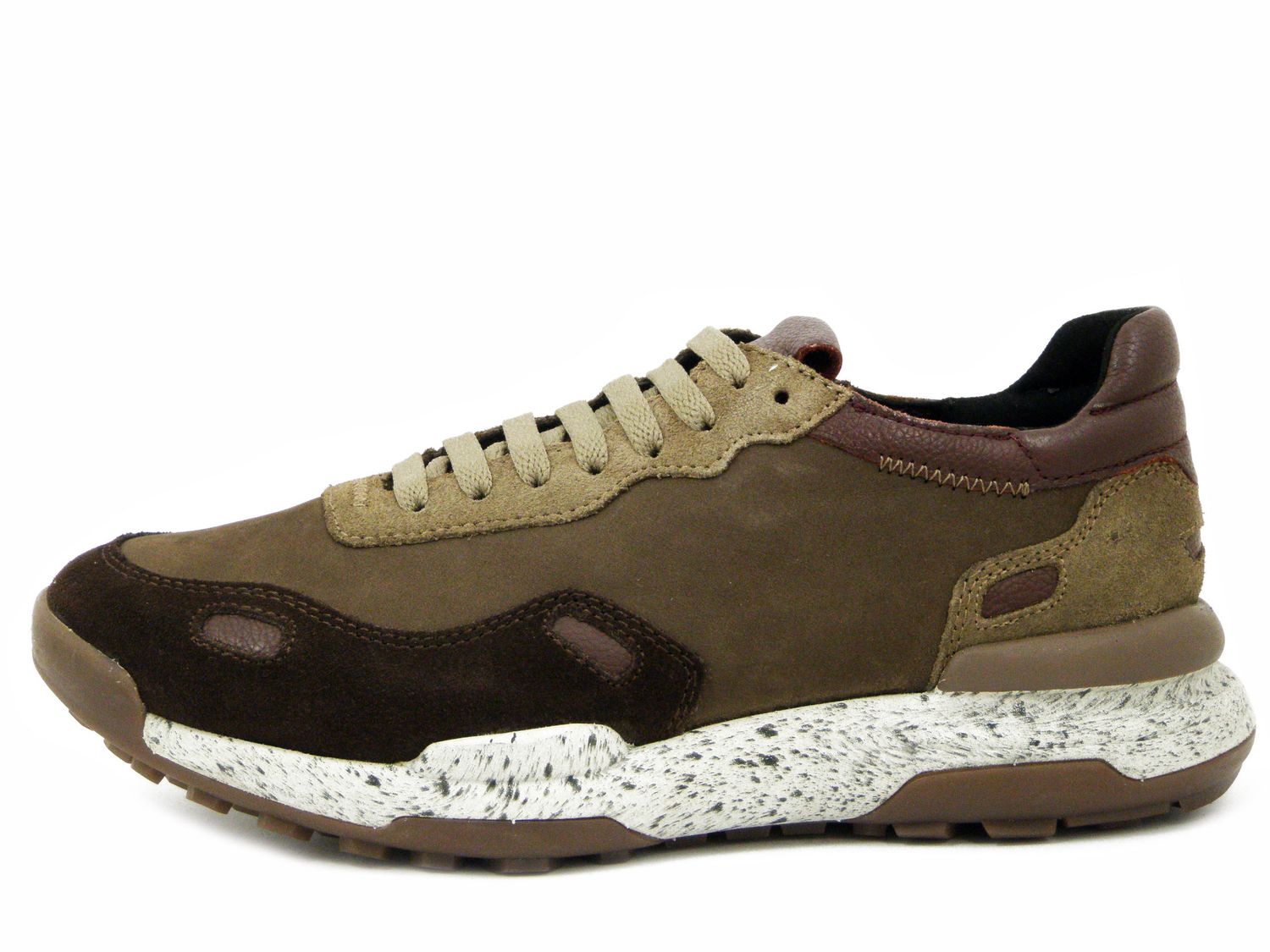 Sneakers Uomo in Pelle e Camoscio Marrone, Plantare Estraibile - KEN501