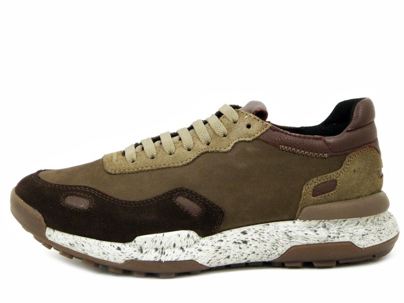 Sneakers Uomo in Pelle e Camoscio Marrone, Plantare Estraibile - KEN501