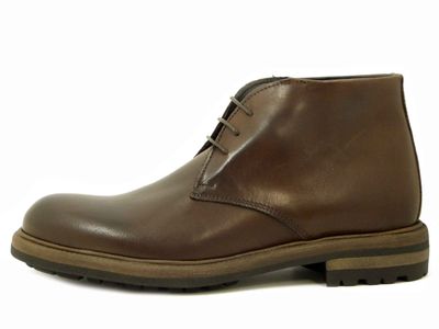 Stivaletti Polacco Uomo Stringato in Pelle Marrone, Made in Italy, Boomerang - TO77