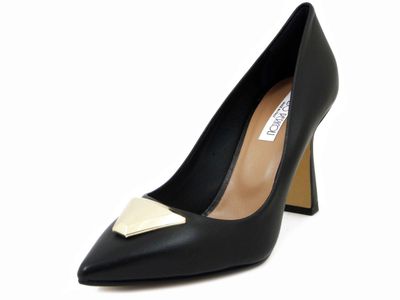 Decollete in Pelle Nappa Nero, Tacco Alto 9 cm, Made in Italy, Osvaldo Pericoli - 9519AC