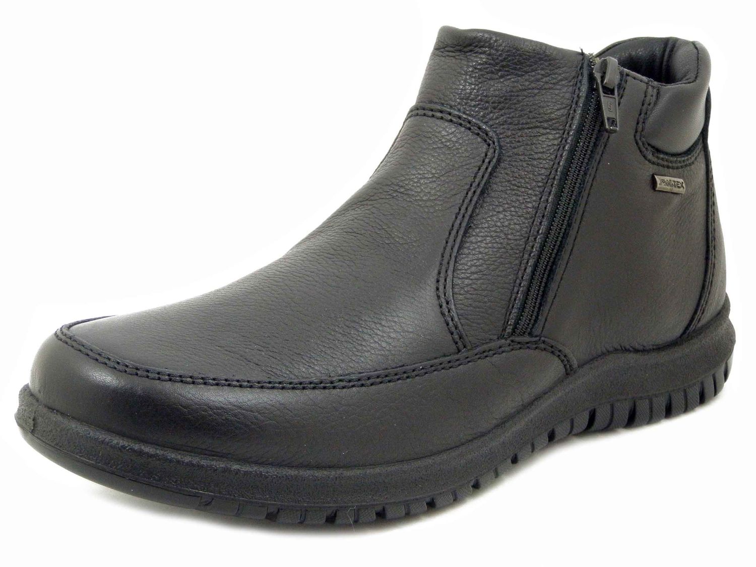 Stivaletti Uomo Waterproof in Pelle Nero con Cerniera, Pianta Larga, Sottopiede Estraibile, IMAC - 651838