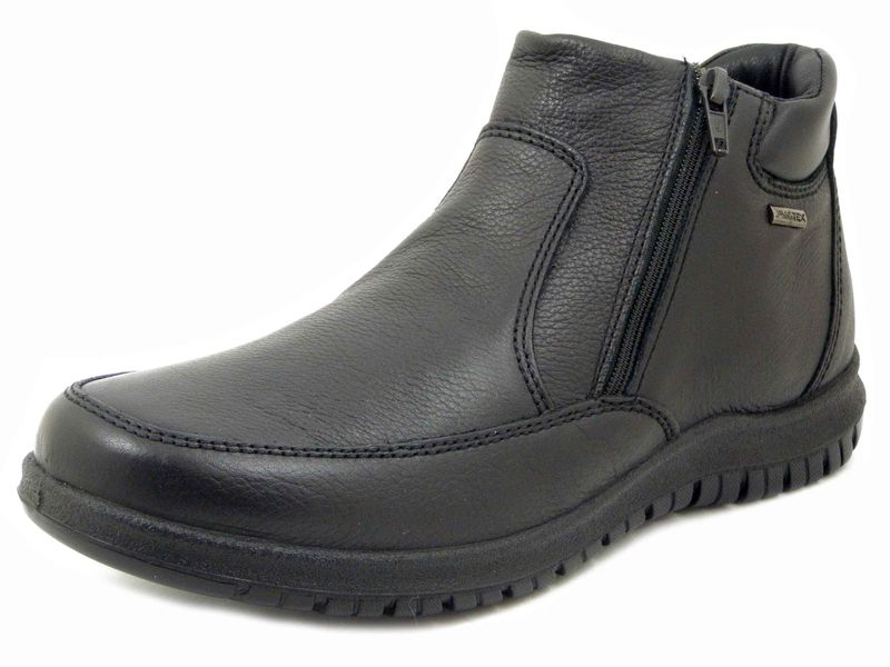 Stivaletti Uomo Waterproof in Pelle Nero con Cerniera, Pianta Larga, Sottopiede Estraibile, IMAC - 651838