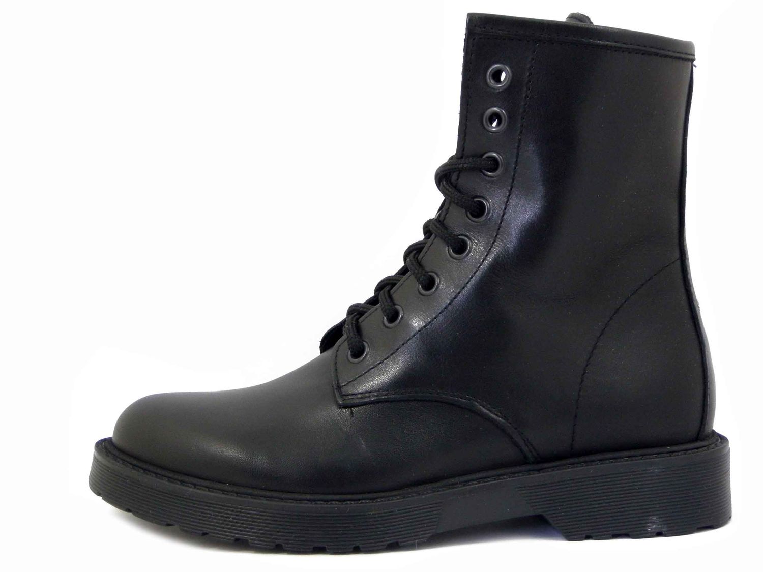Stivaletti Anfibi Donna in vera Pelle Nero, Cerniera Laterale, OSVALDO PERICOLI - 097NE