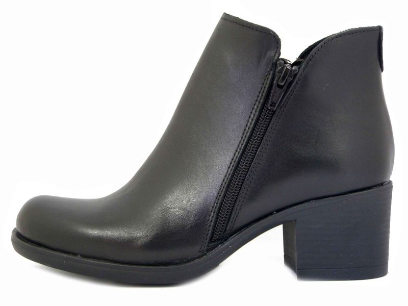 Tronchetti Stivaletti Donna in Pelle Nero, Tacco Medio 5 cm, Osvaldo Pericoli - 14NE
