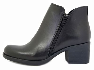Tronchetti Stivaletti Donna in Pelle Nero, Tacco Medio 5 cm, Osvaldo Pericoli - 14NE
