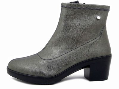 Stivaletti Donna Semi Elasticizzati in Eco Pelle Grigio Laminato, Tacco Medio 5 cm, Laura Azana - 26922GR