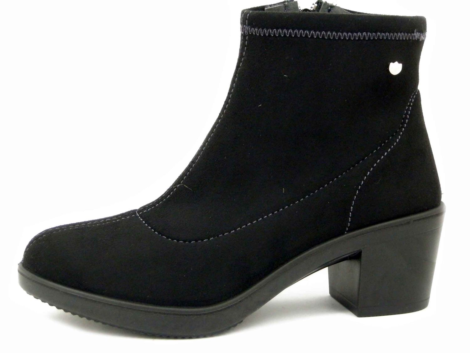 Stivaletti Donna in Tessuto Semi Elasticizzato Nero, Tacco Medio 5 cm, Laura Azana - 26922NE