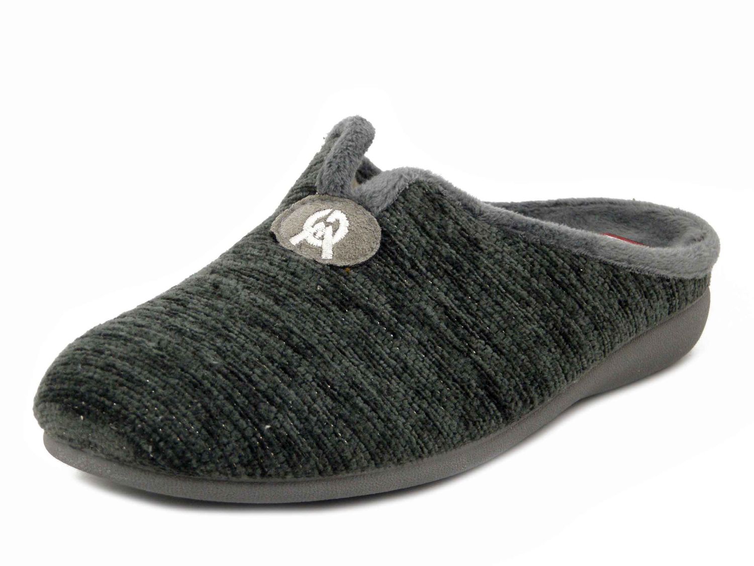 Pantofole Donna Invernali in Caldo Tessuto Grigio, Plantare Estraibile, Suola Antiscivolo - 7307