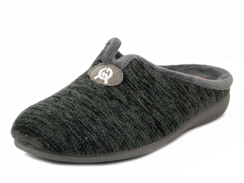 Pantofole Donna Invernali in Caldo Tessuto Grigio, Plantare Estraibile, Suola Antiscivolo - 7307