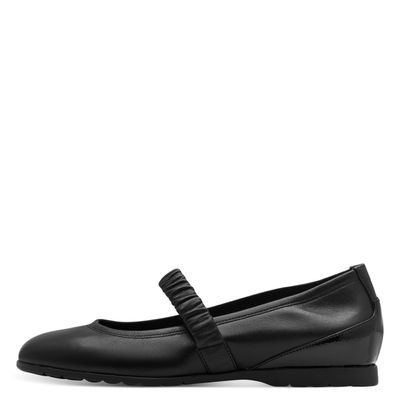 Ballerine in Pelle Nero con Cinturino, Zeppa interna 2 cm, TAMARIS - 22131 Ballerine in Pelle Nero con Cinturino, Zeppa interna 2 cm, TAMARIS - 22131