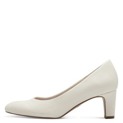 Decolletè Vegan in Eco Pelle Bianco Panna, Tacco Medio 6 cm, TAMARIS - 22419