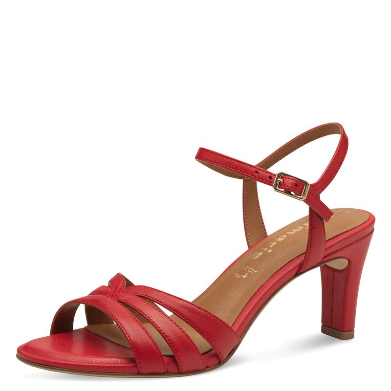 Sandali Donna in Pelle Rosso, Tacco Medio 7 cm, TAMARIS - 28333