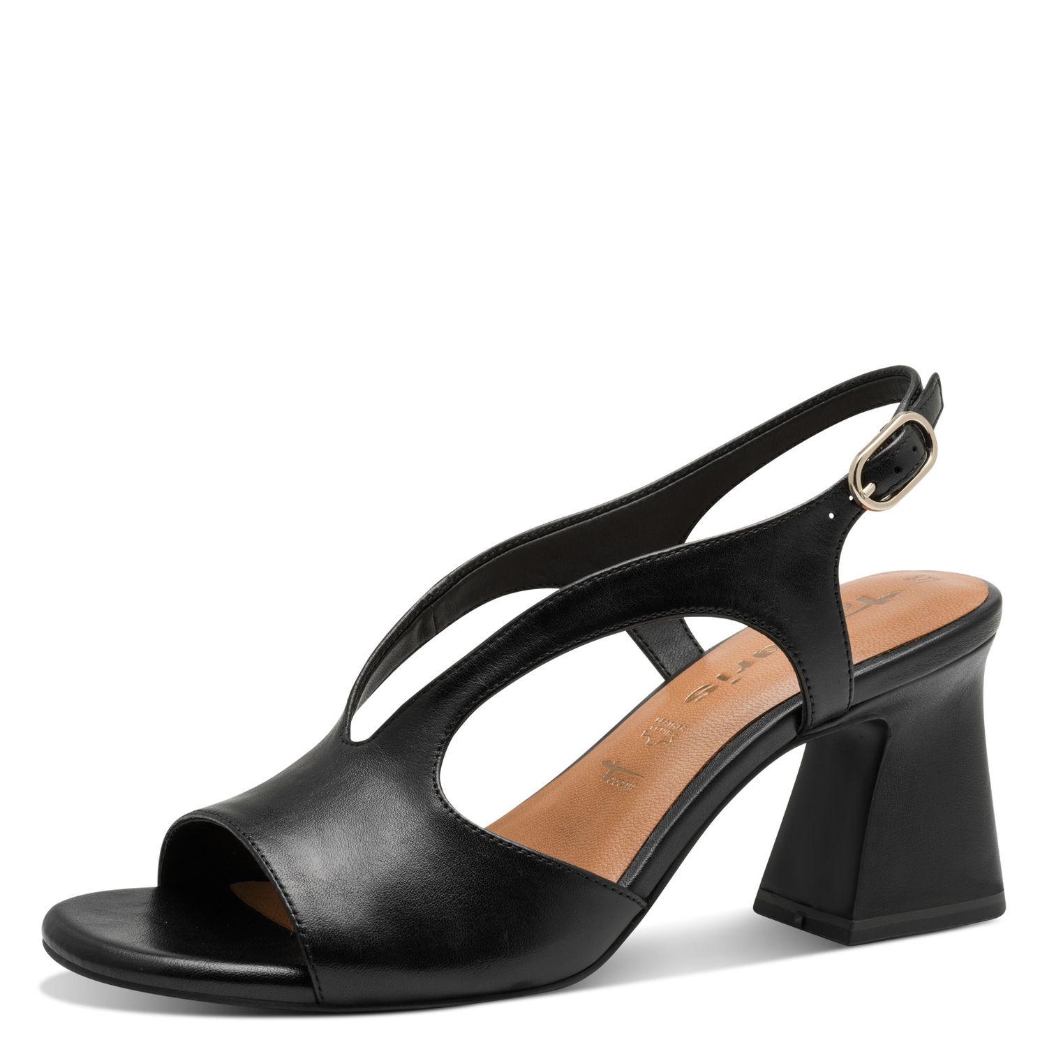 Sandali Donna in Pelle Nero, Tacco Medio 7 cm, TAMARIS - 28316