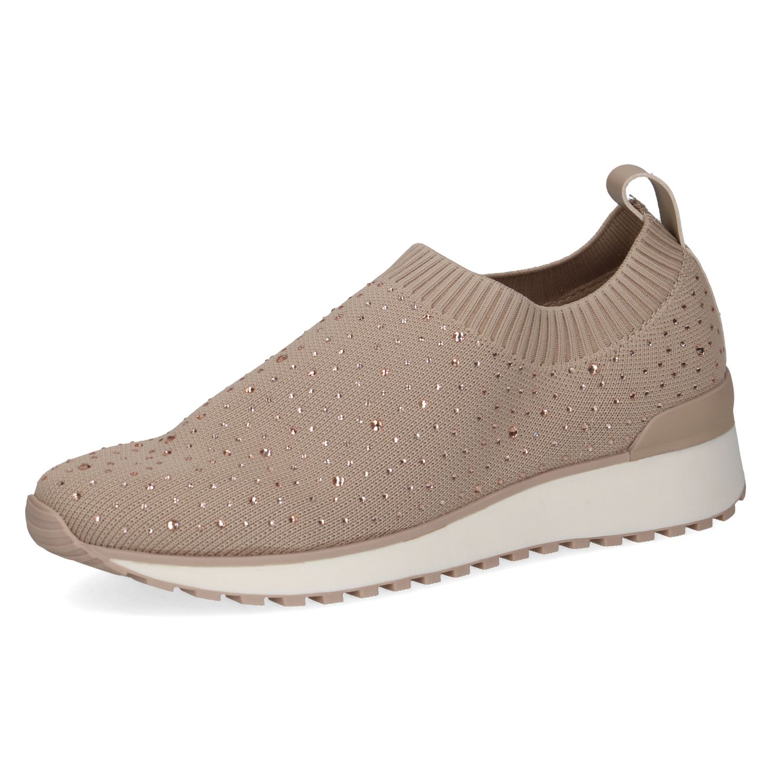 Sneakers Donna Slip on Semi Elasticizzato Beige con Strass, Plantare Estraibile, CAPRICE - 24703