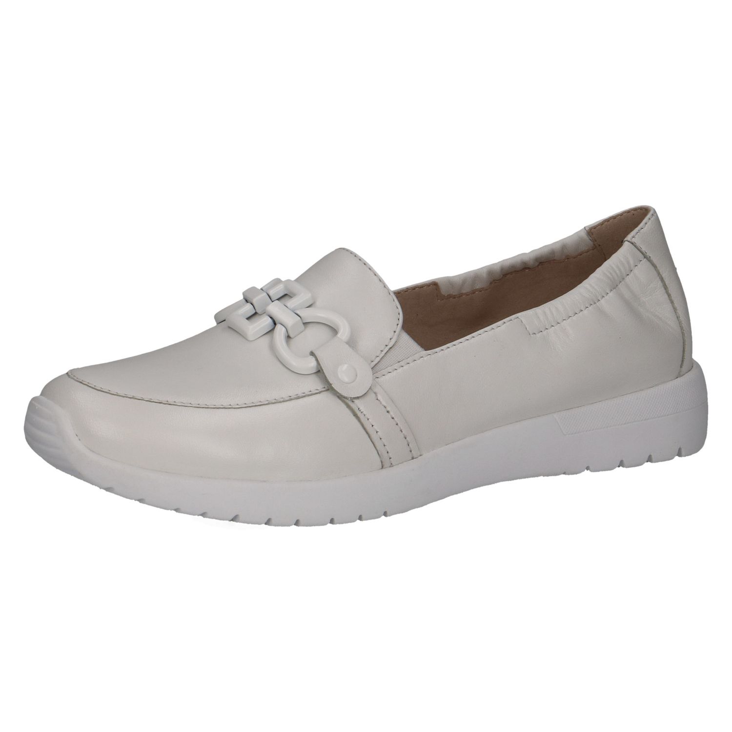 Mocassini Donna in Pelle Nappa Bianco, Plantare Estraibile, CAPRICE - 24708