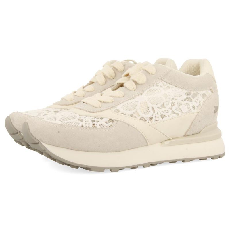 Sneakers Donna Bianche con Pizzo, Zeppa Media interna, GIOSEPPO - 75487