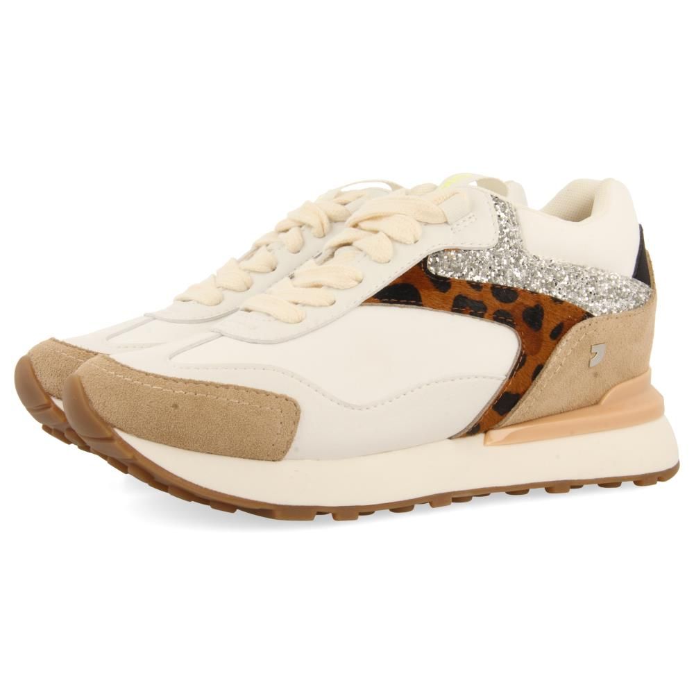 Sneakers Donna Bianche e Multicolor Animalier,  Zeppa Media Interna, GIOSEPPO - 75458