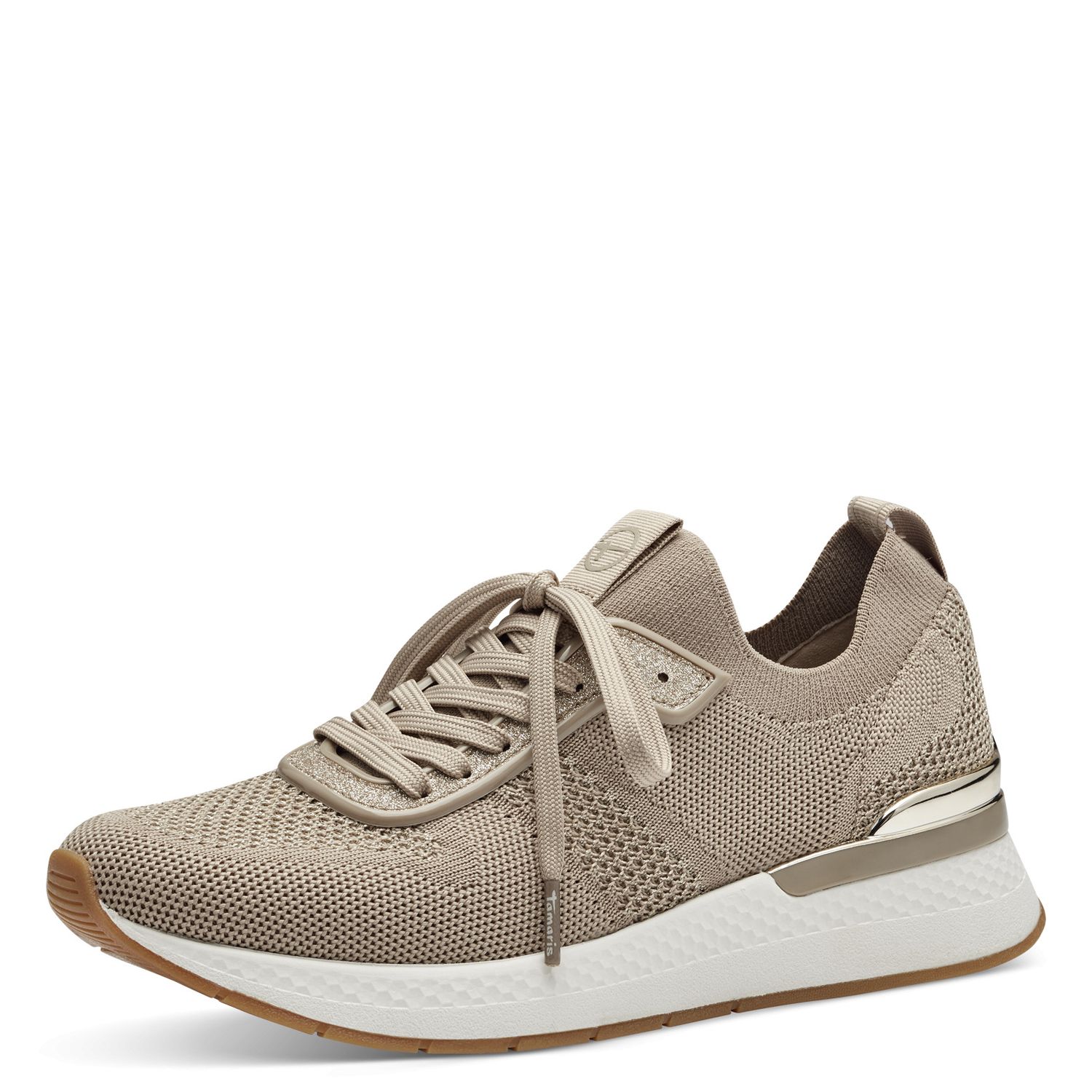 Sneakers Donna in Tessuto Semi Elasticizzato Beige, Plantare Memory Estraibile, Tamaris - 23712E25