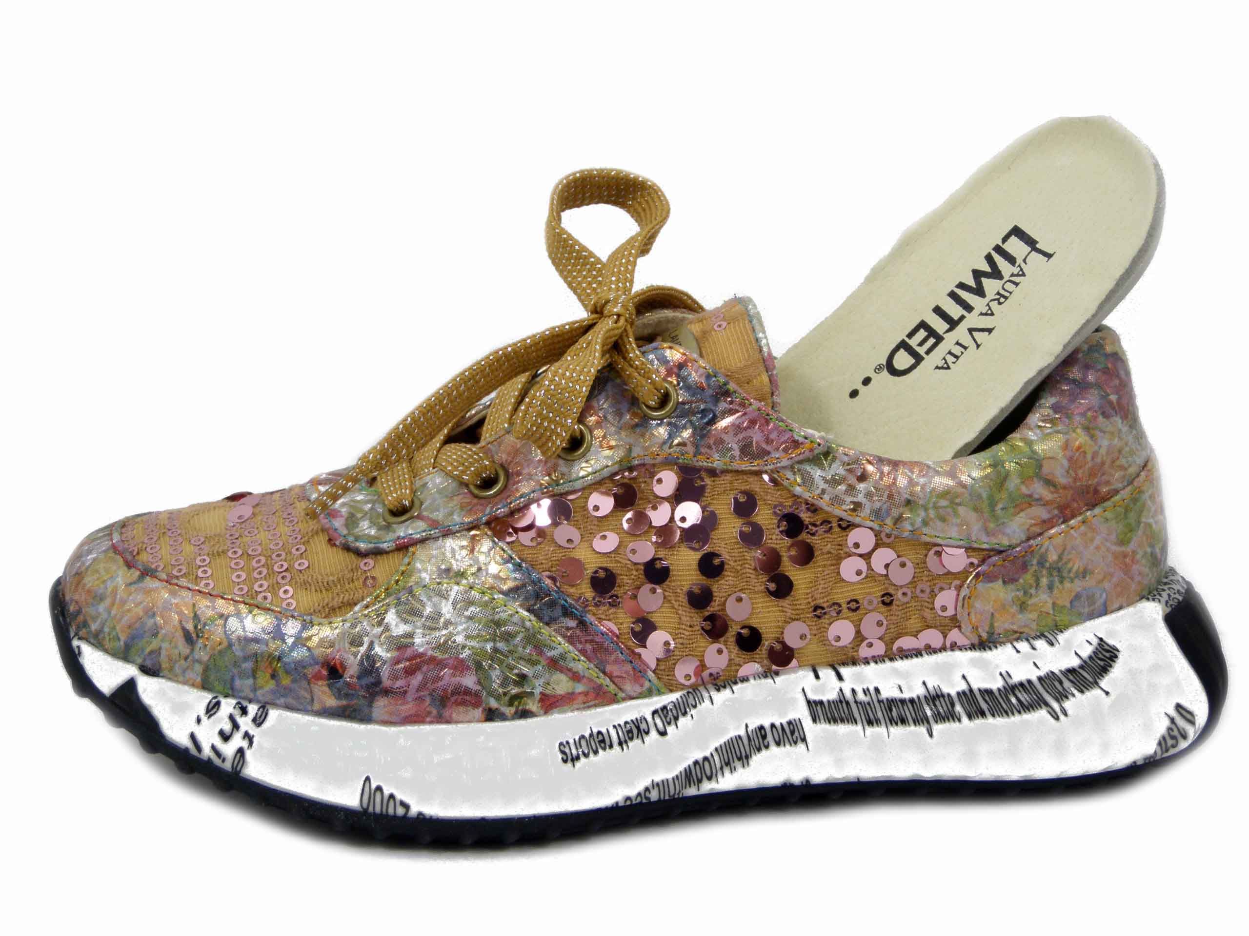 Sneakers Donna in Pelle e Tessuto Multicolore, Plantare Estraibile, LAURA VITA - BURTON05