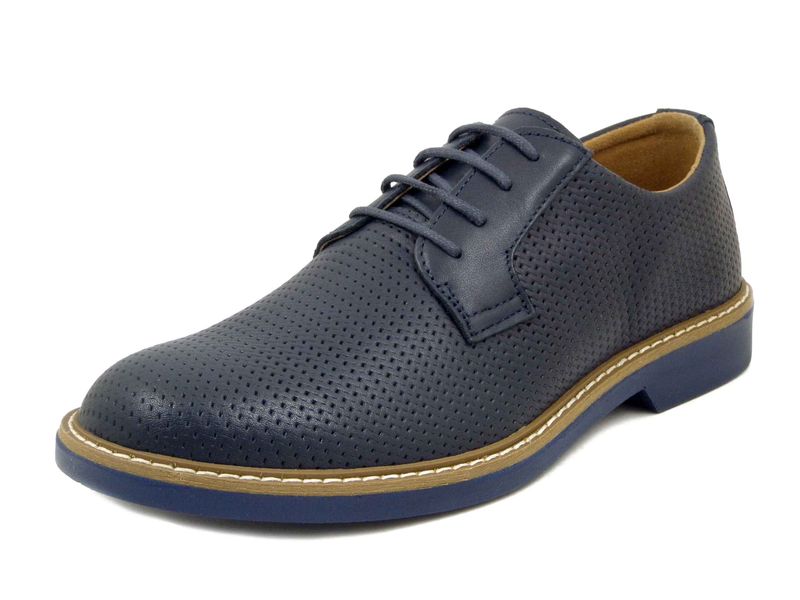 Scarpe Uomo Derby in Pelle Blu, Sottopiede Estraibile, IMAC - 750530