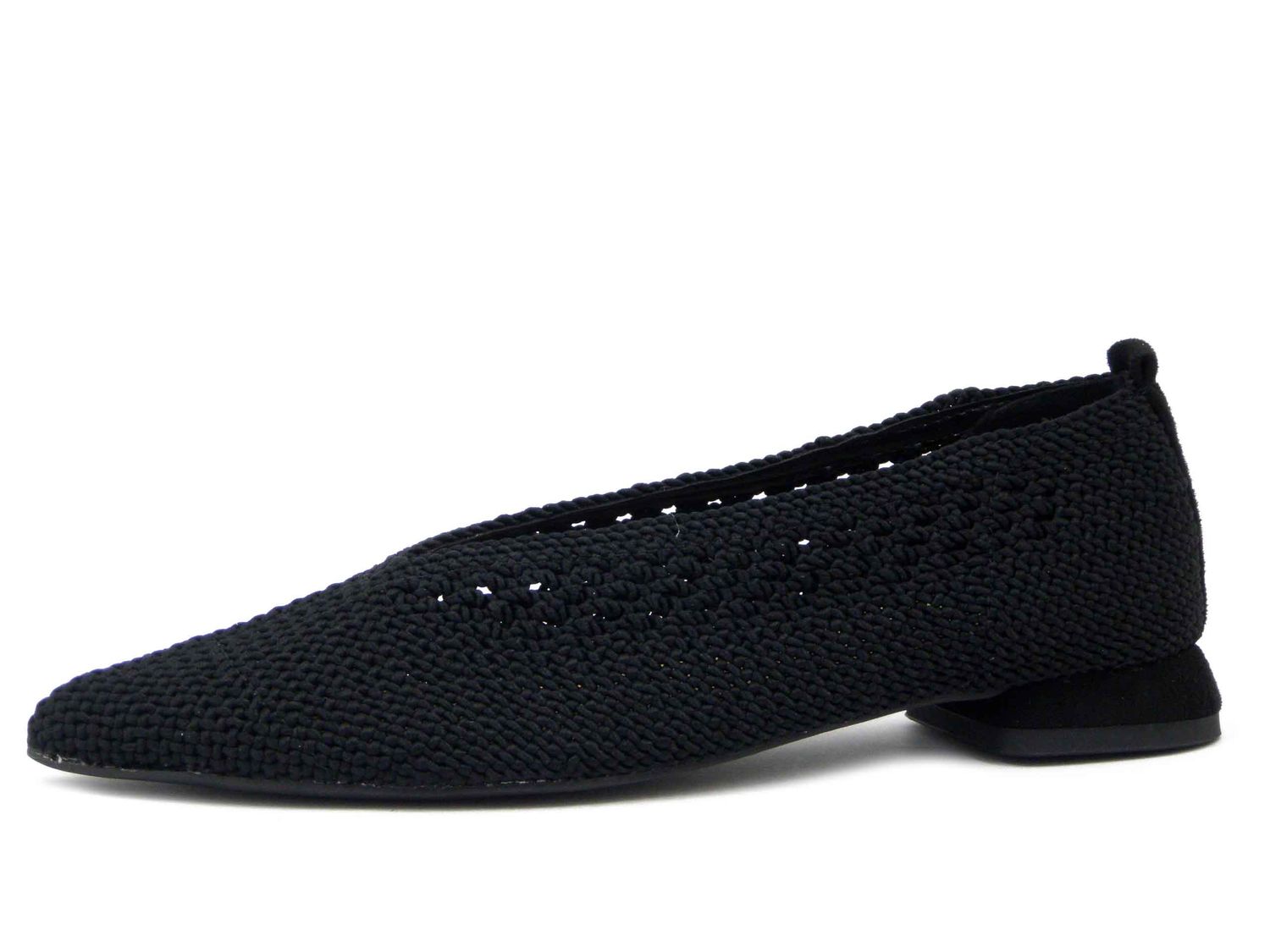 Ballerine Nere in Tessuto Intrecciato, Tacco Basso 2 cm, KEYS - K10662