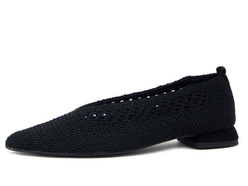Ballerine Nere in Tessuto Intrecciato, Tacco Basso 2 cm, KEYS - K10662