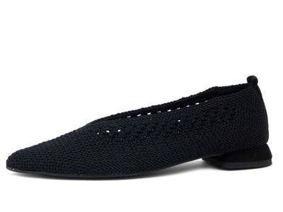 Ballerine Nere in Tessuto Intrecciato, Tacco Basso 2 cm, KEYS - K10662