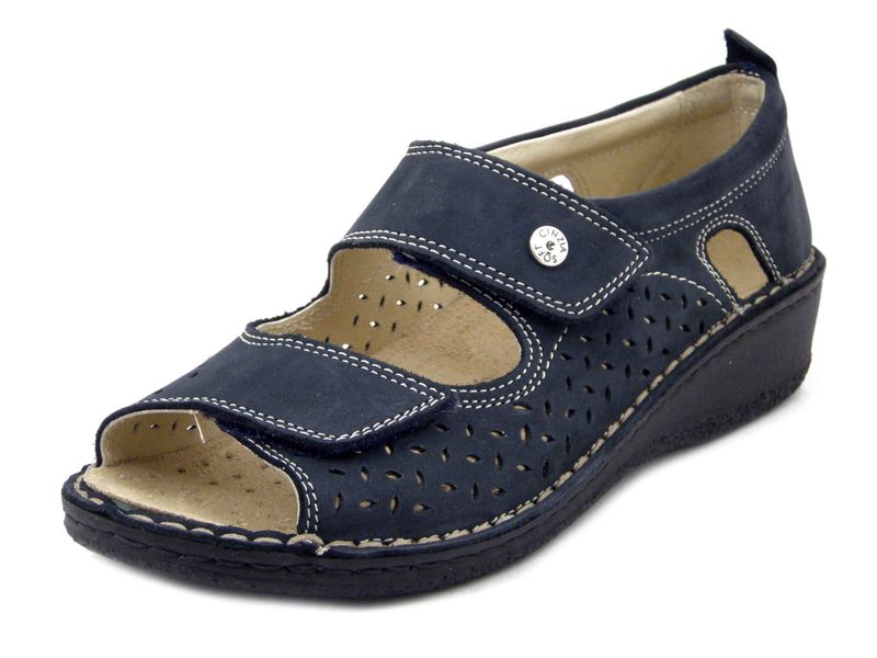 Sandali Donna con Tallone Chiuso in Pelle Blu con Doppio Strap, Linea Ortopedica, Pianta Larga e Plantare Estraibile, Zeppa Bassa, CINZIA SOFT - 2818 Sandali Donna con Tallone Chiuso in Pelle Blu con Doppio Strap, Linea Ortopedica, Pianta Larga e Plantare Estraibile, Zeppa Bassa, CINZIA SOFT - 2818