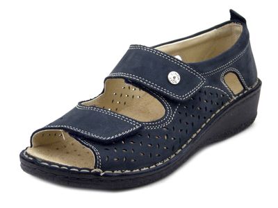 Sandali Donna con Tallone Chiuso in Pelle Blu con Doppio Strap, Linea Ortopedica, Pianta Larga e Plantare Estraibile, Zeppa Bassa, CINZIA SOFT - 2818 Sandali Donna con Tallone Chiuso in Pelle Blu con Doppio Strap, Linea Ortopedica, Pianta Larga e Plantare Estraibile, Zeppa Bassa, CINZIA SOFT - 2818