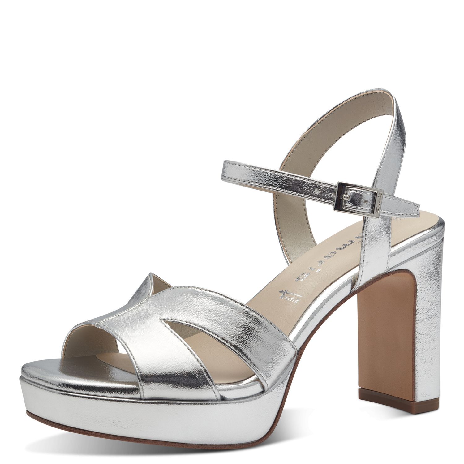 Sandali Donna Vegan Argento, Tacco Alto 9 cm e Plateau, Tamaris - 28349