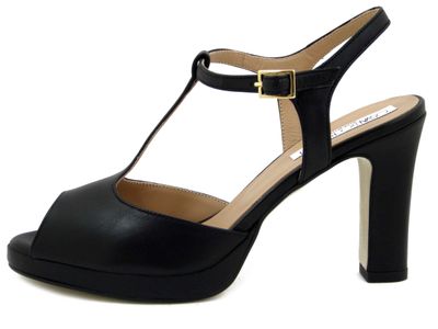 Sandali Donna Open Toe in Pelle Nappa Nero, Tacco Alto 9 cm e Plateau, Osvaldo Pericoli - 2831NE
